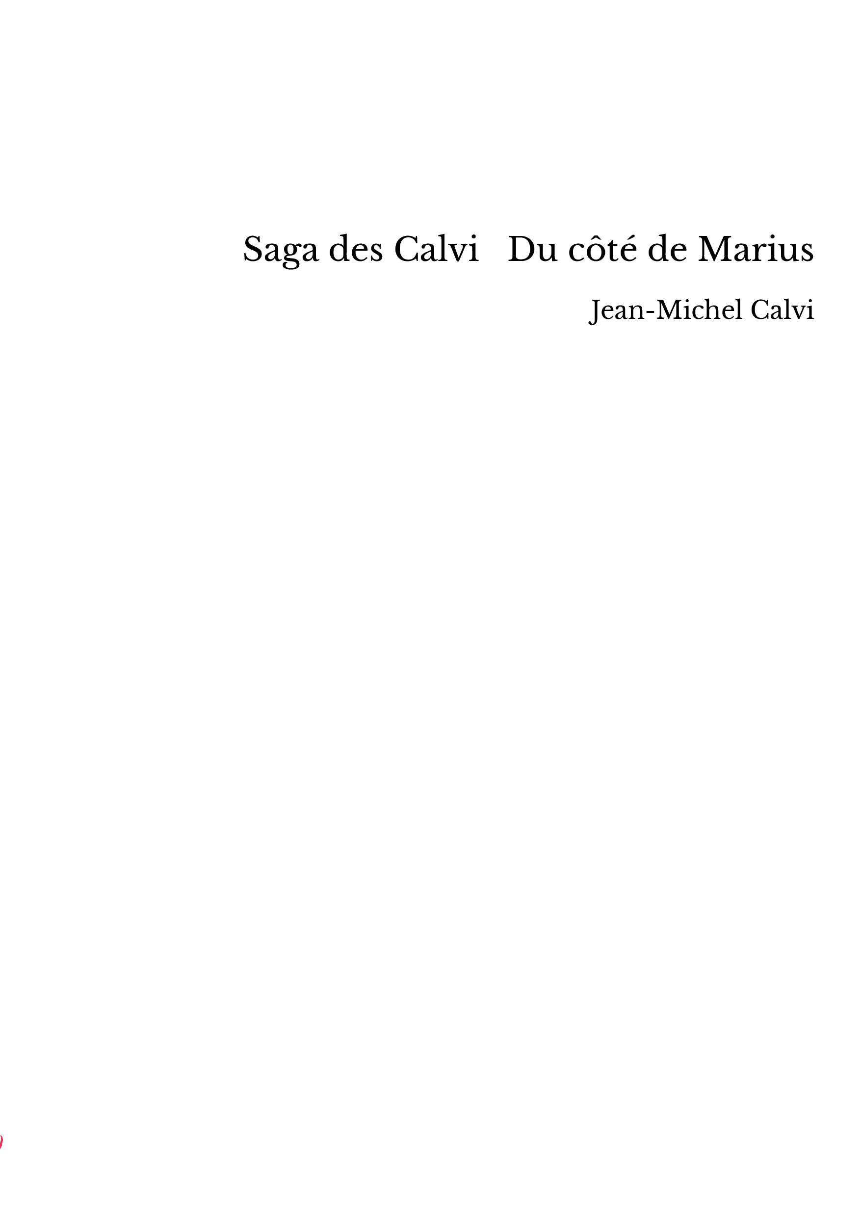 Saga des Calvi Du côté de Marius