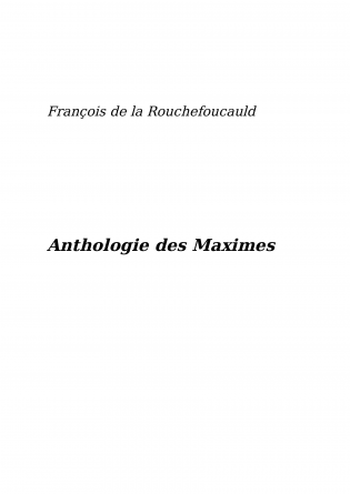 Anthologie des Maximes