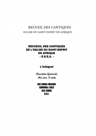  RECUEIL DES CANTIQUES 