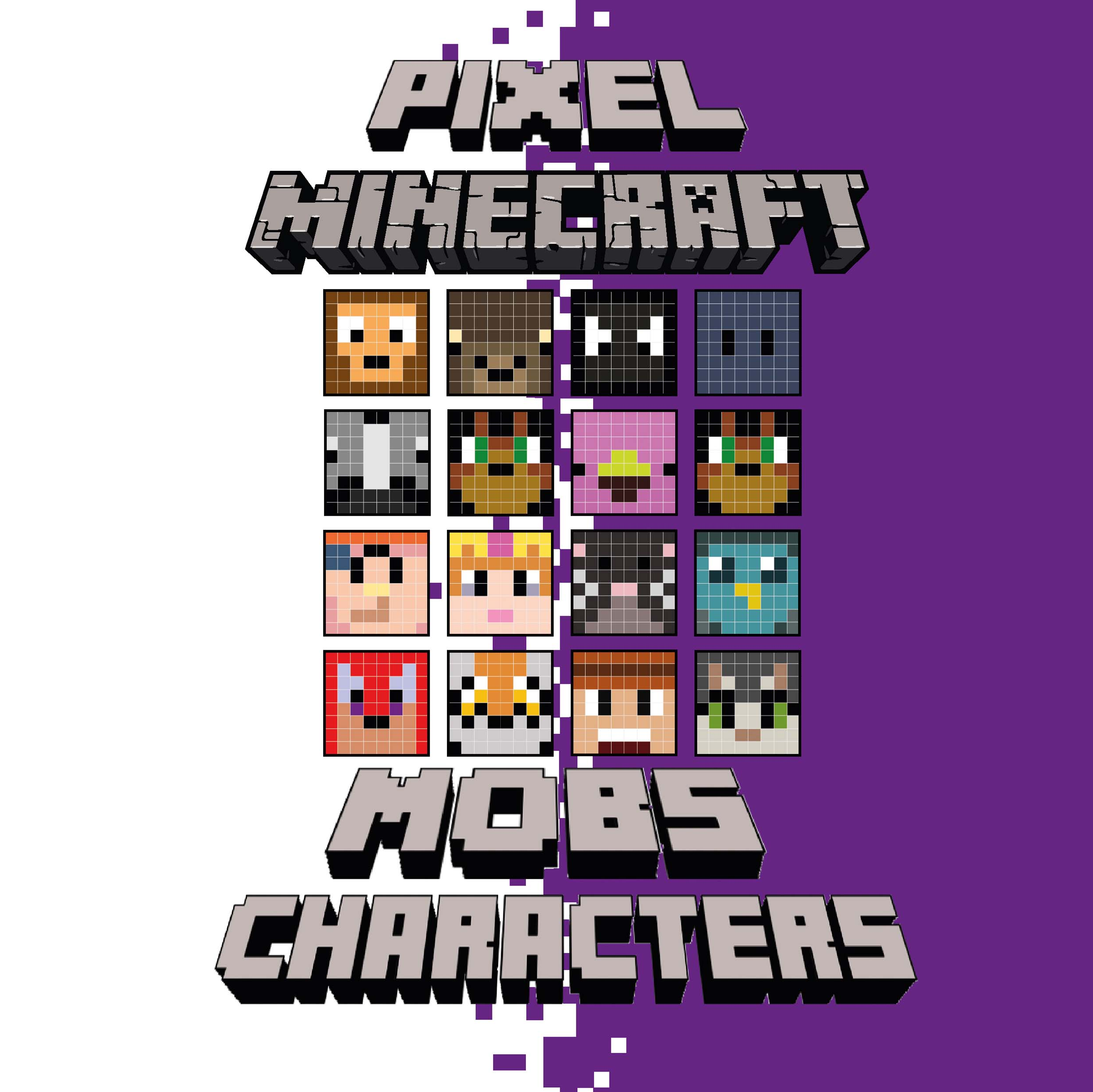 Pixel Minecraft mobs & characters