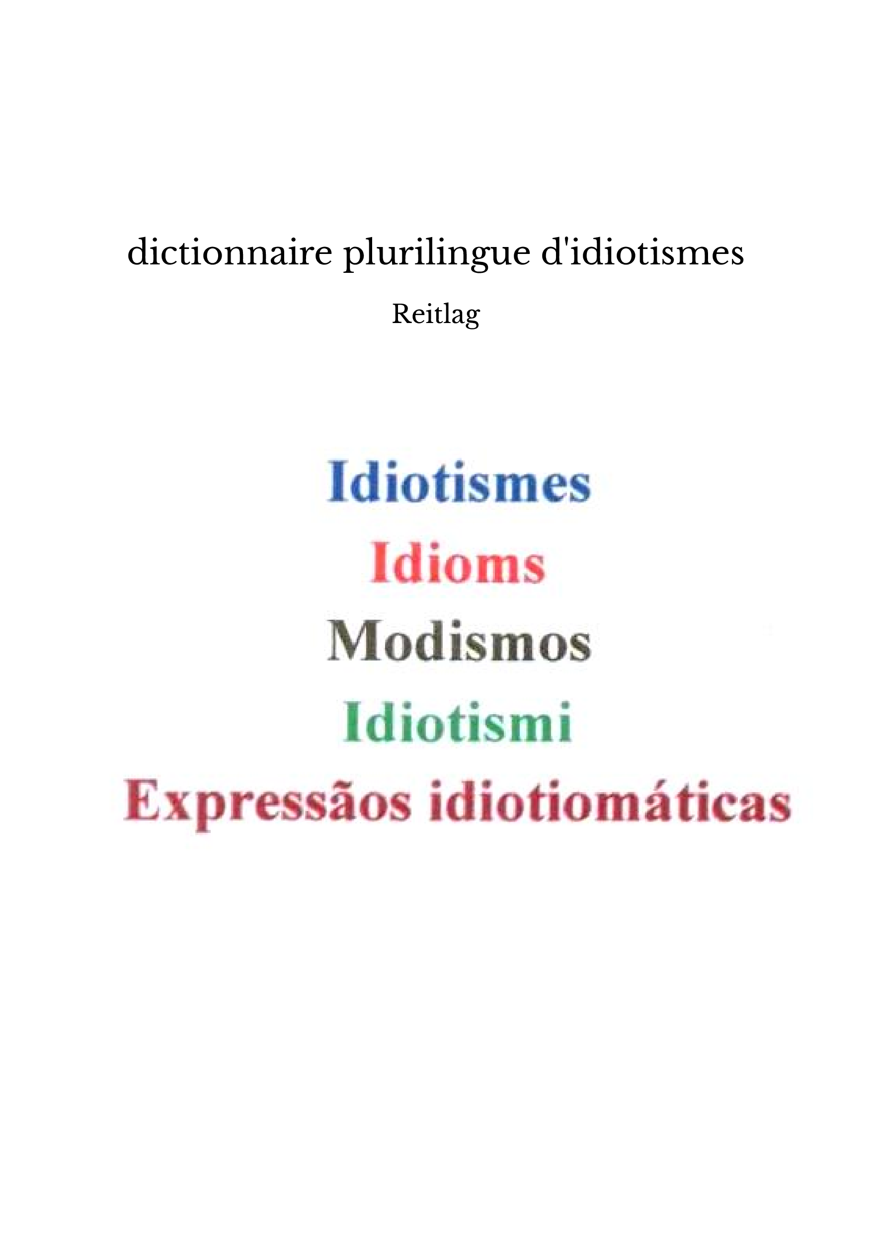 dictionnaire plurilingue d'idiotismes