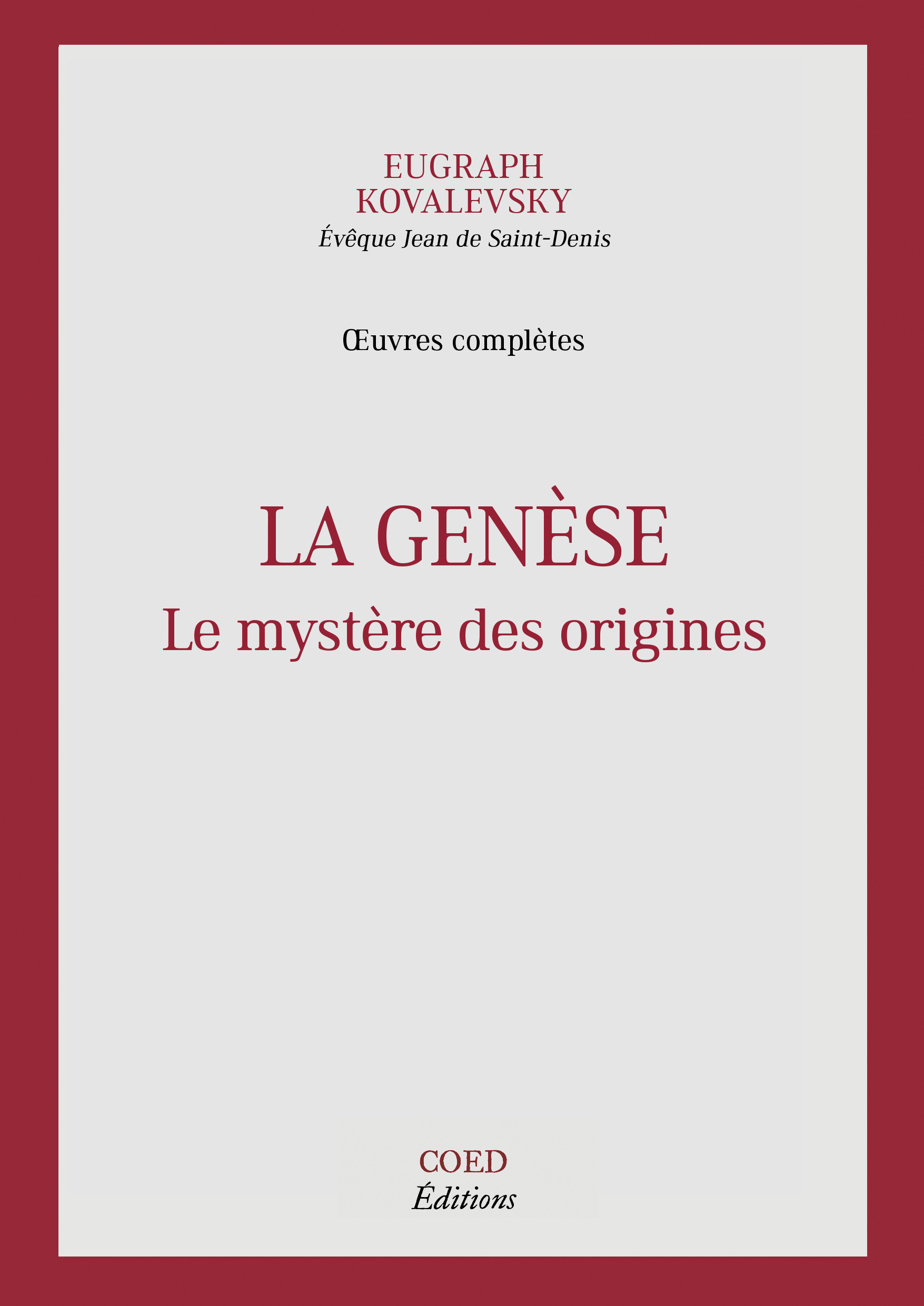 La Genèse - Le mystère des origines - COED (ouvrages)