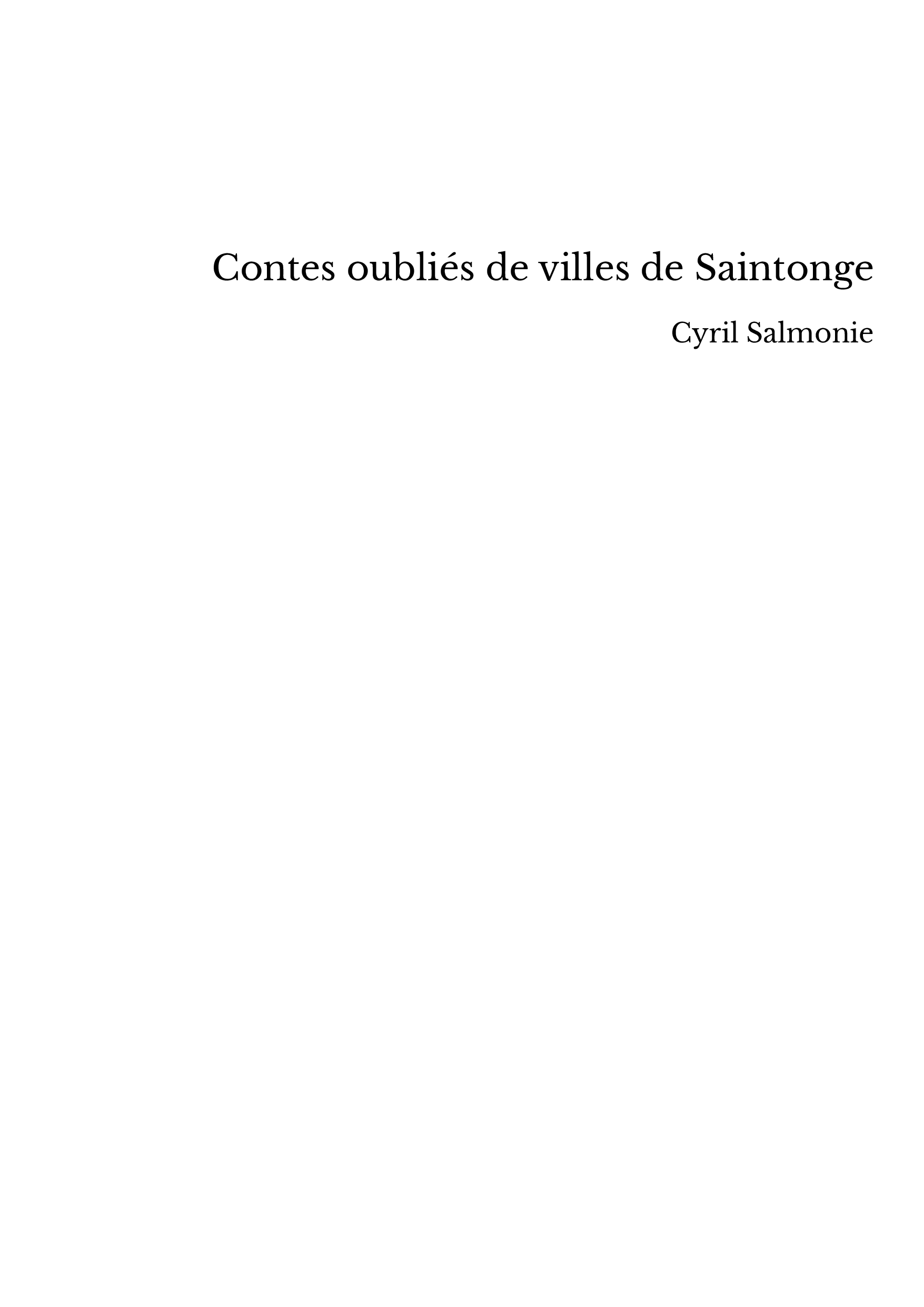Contes oubliés de villes de Saintonge