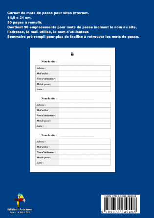 Carnet De Mots De Passe – Carnet De Poche Compact De Stockage