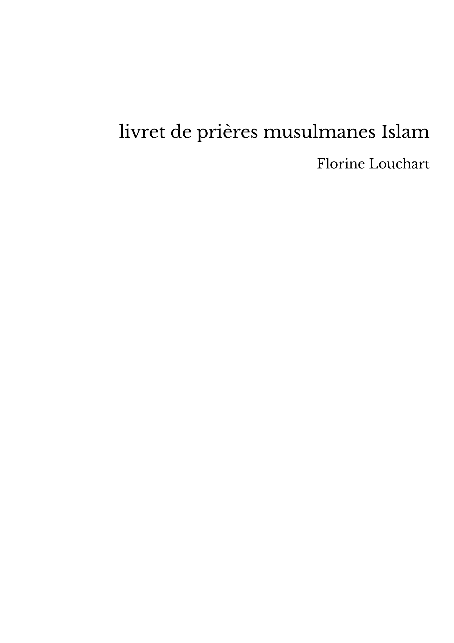 livret de prières musulmanes Islam