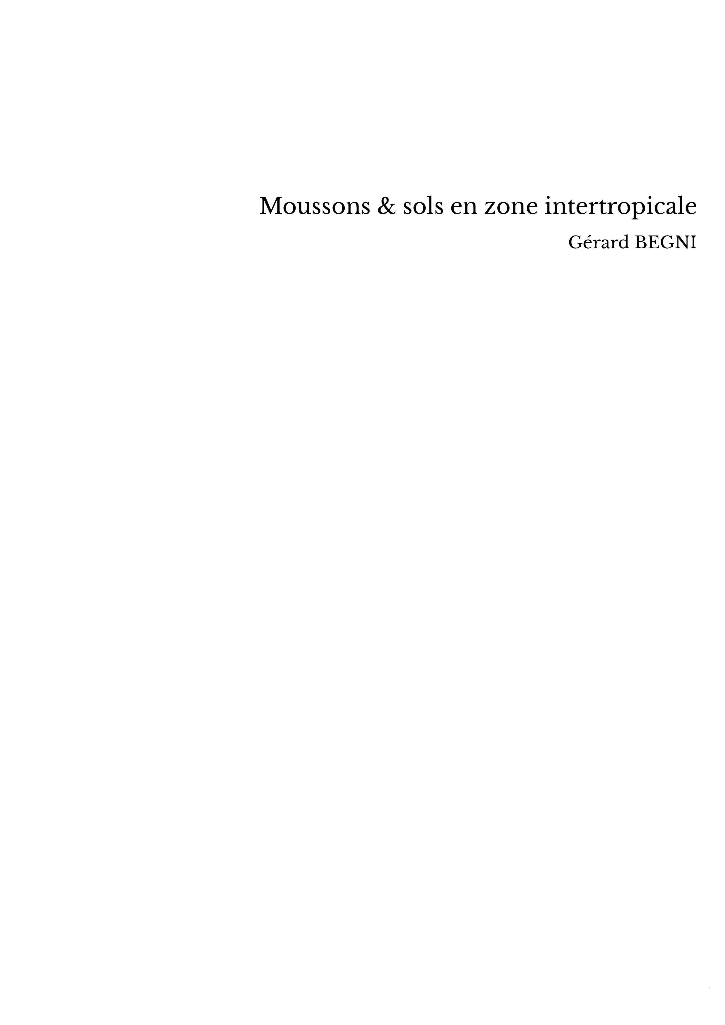 Moussons & sols en zone intertropicale