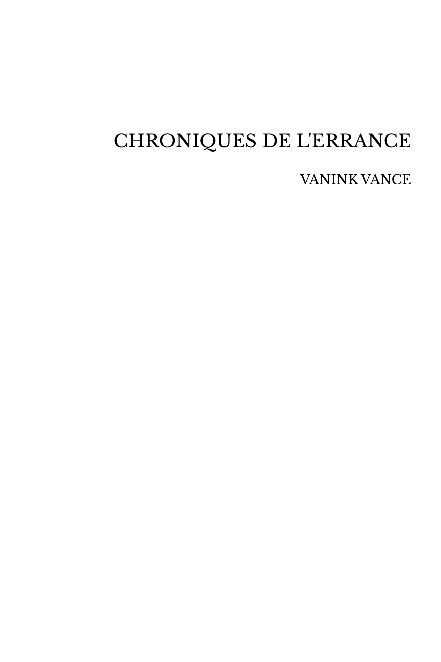 CHRONIQUES DE L'ERRANCE