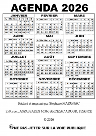 Agenda 2026 en gros caractères