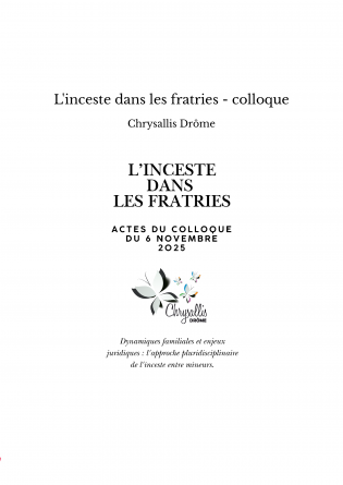 L'inceste dans les fratries - colloque