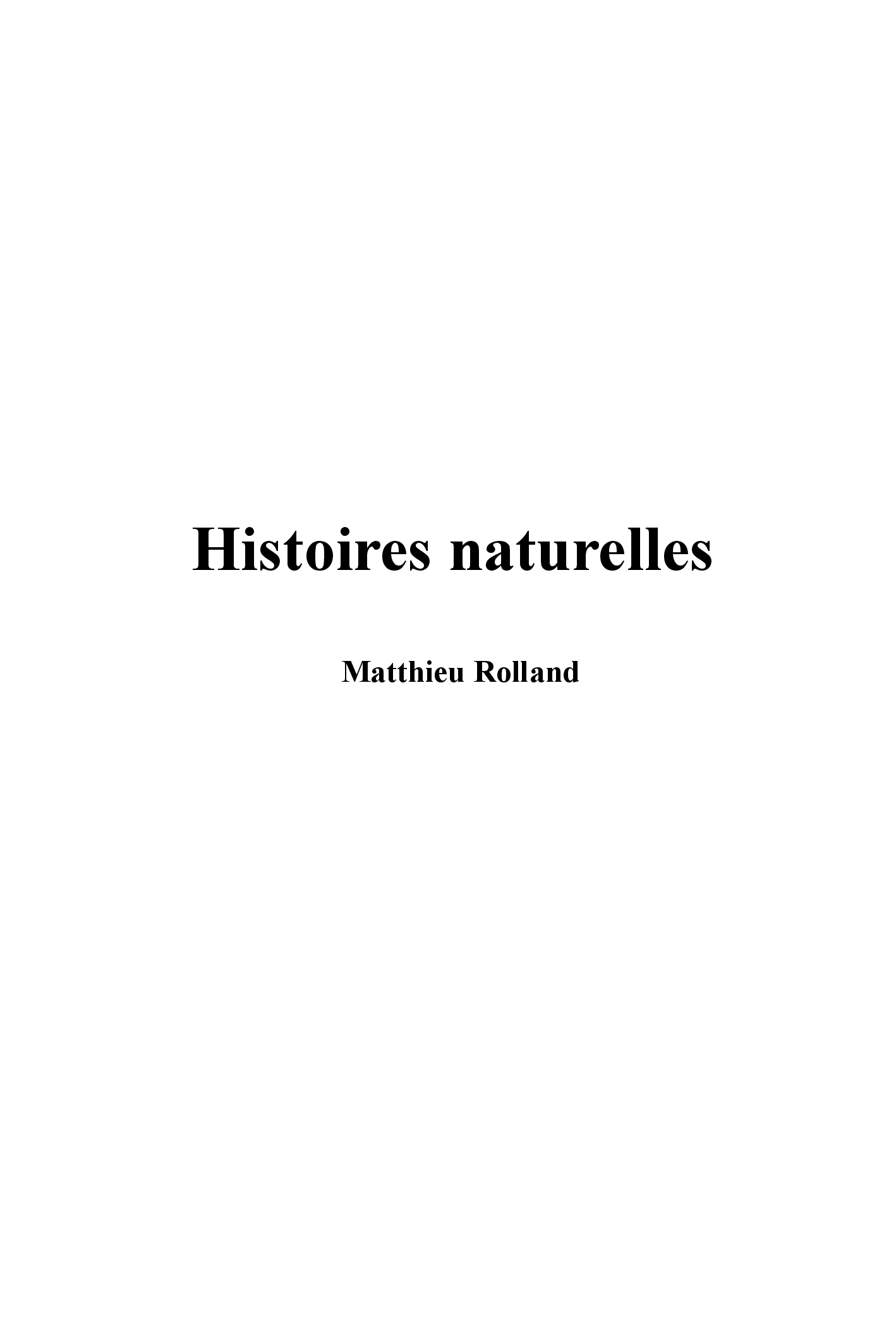Histoires naturelles