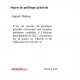 Sujets de politique générale
