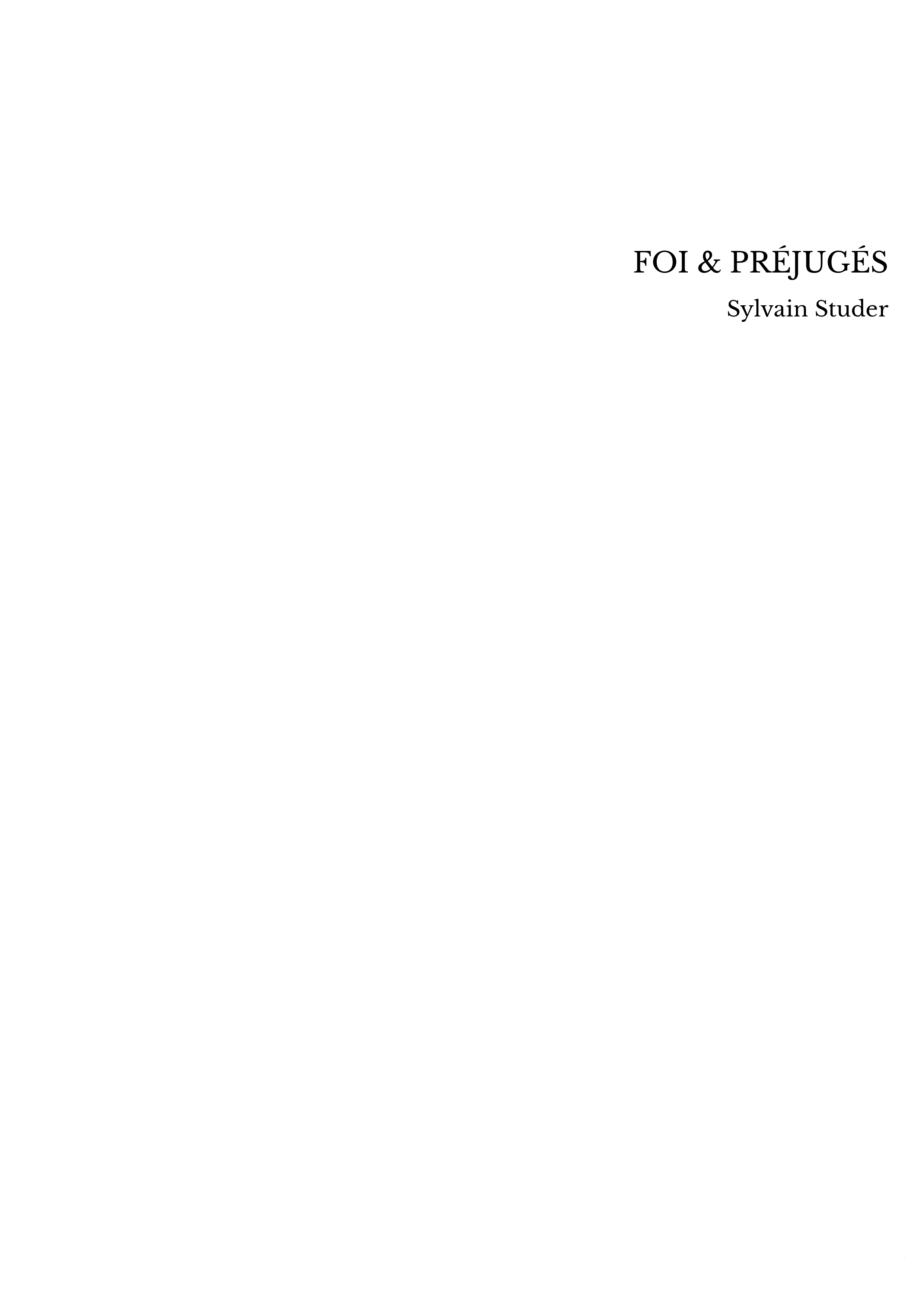 FOI & PRÉJUGÉS