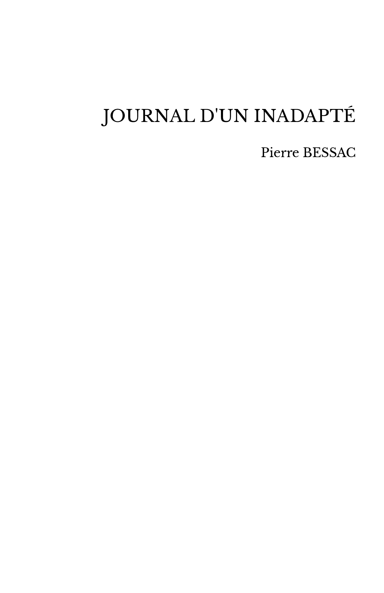 JOURNAL D'UN INADAPTÉ