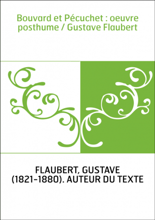 Bouvard et Pécuchet : oeuvre posthume / Gustave Flaubert