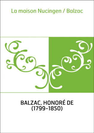 La maison Nucingen / Balzac